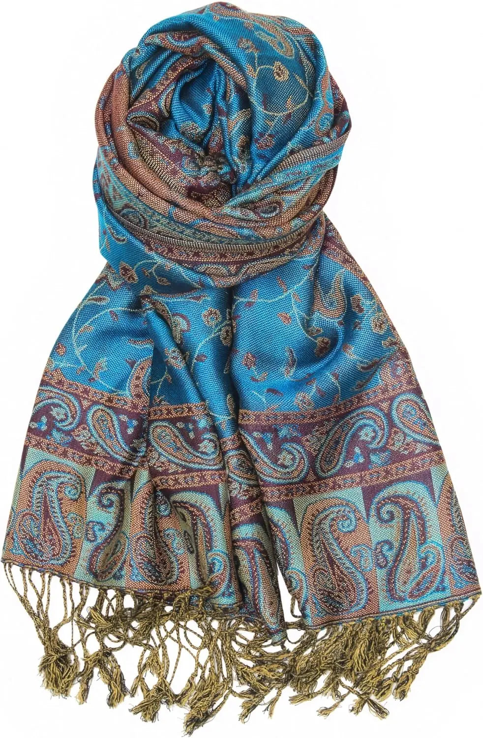 Reversible Paisley Pashmina Rave Scarf – Exotic Indian Shawls and Wraps for Evening Dresses, Festivals, All Seasons