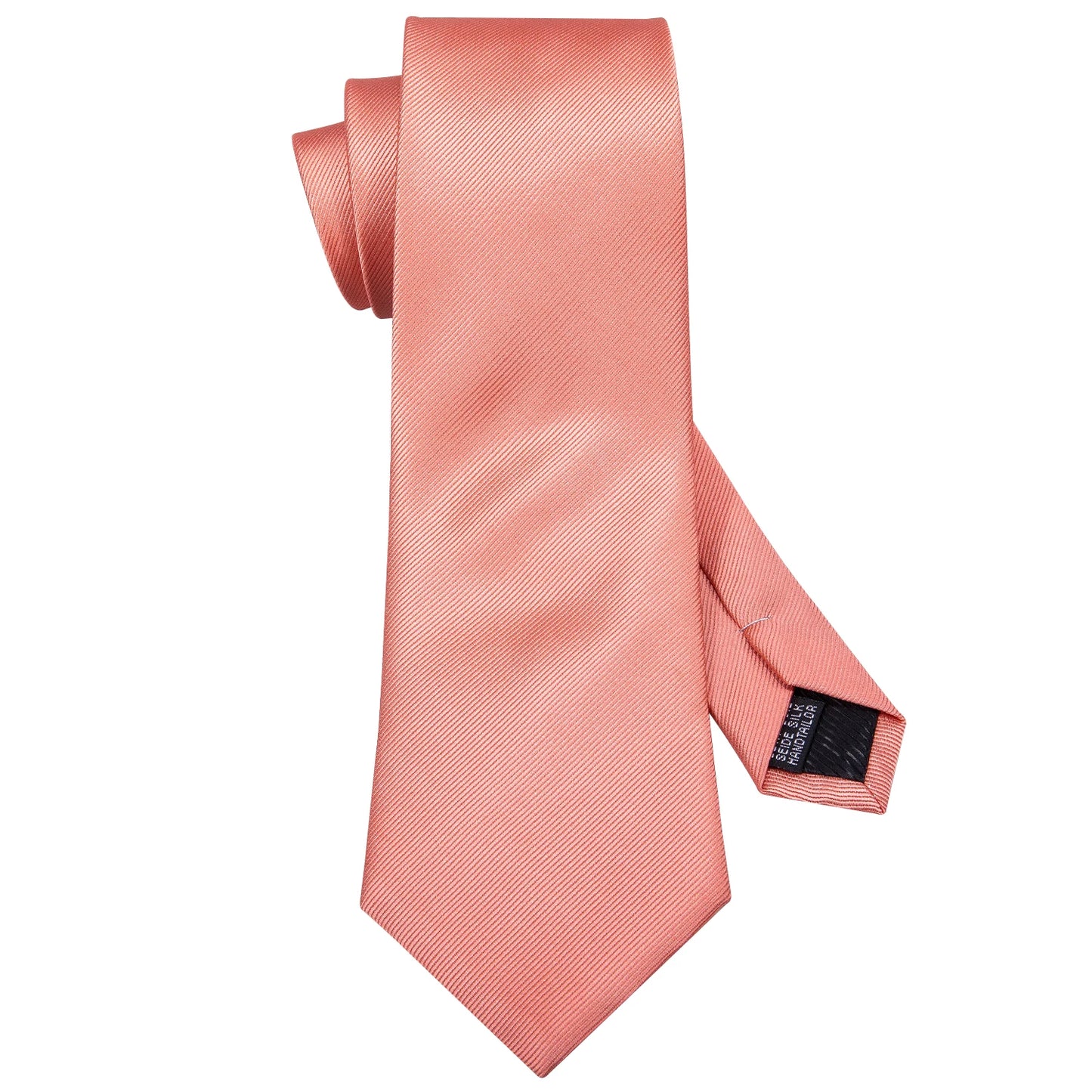 Designer Mens Tie Jacquard Necktie Pocket Square Cufflinks Set Coral Pink Solid for Male Men Wedding Busniess Party Ties Gift