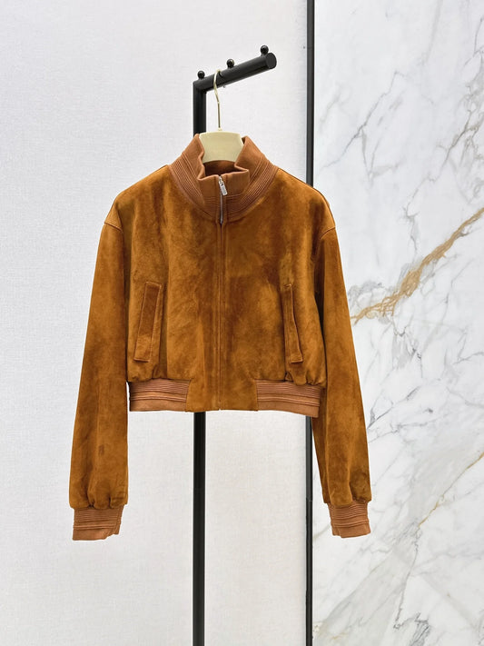 Women's Leather Long Sleeve Stand Collar Zipper Solid Color Jacket Fashionable Elegant Autumn Winter Top 26702135