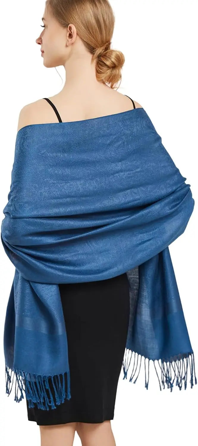 Silky Paisley Pashmina Shawl Scarf-Women's Soft Double-side Jacquard Pashminas Wrap for Evening Dress Travel Shawl
