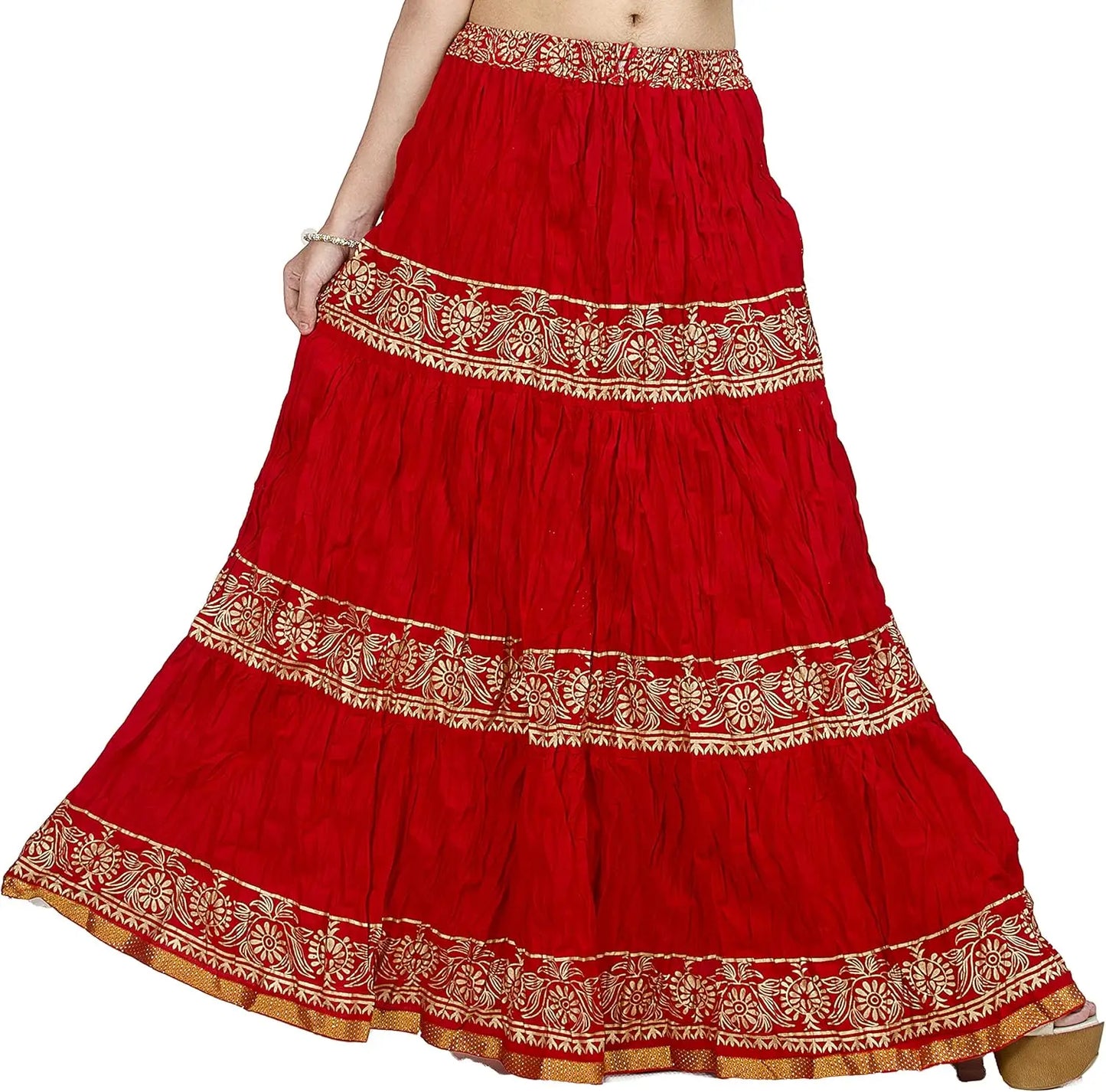 Flowy Long Skirt for Women A Line Casual Beach Party Holiday Maxi Skirts (S113-P)