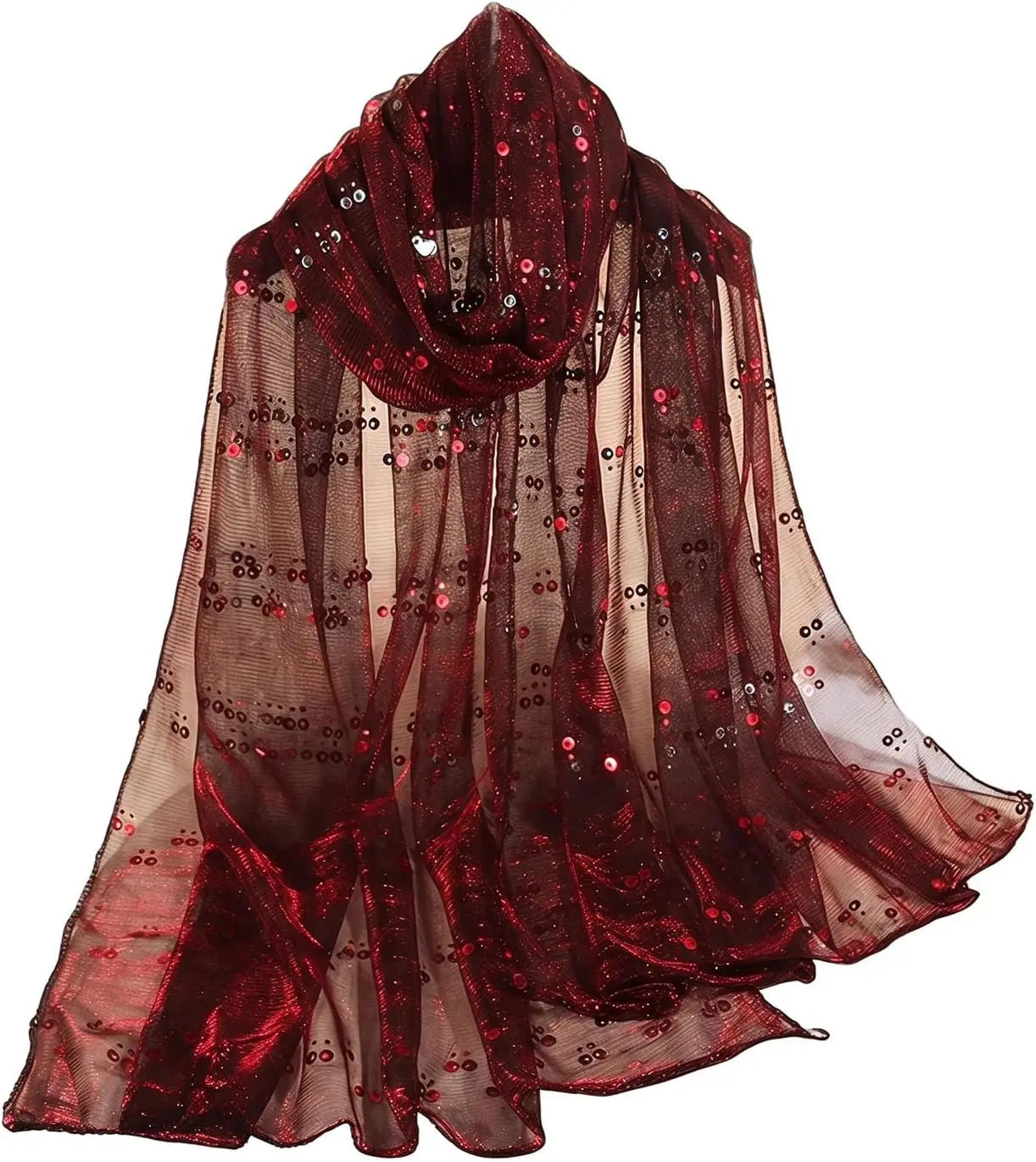 Women's Sequin Bandana Square Scarf Silk Scarves Mesh Shawl and Wrap for Evening Dresses