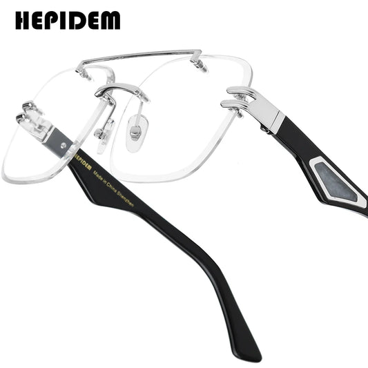 HEPIDEM Buffalo Horn Glasses Men 2025 New Luxury Brand Design Rimless Frameless Big Oversize Square Buffs Eyeglasses Frame Women