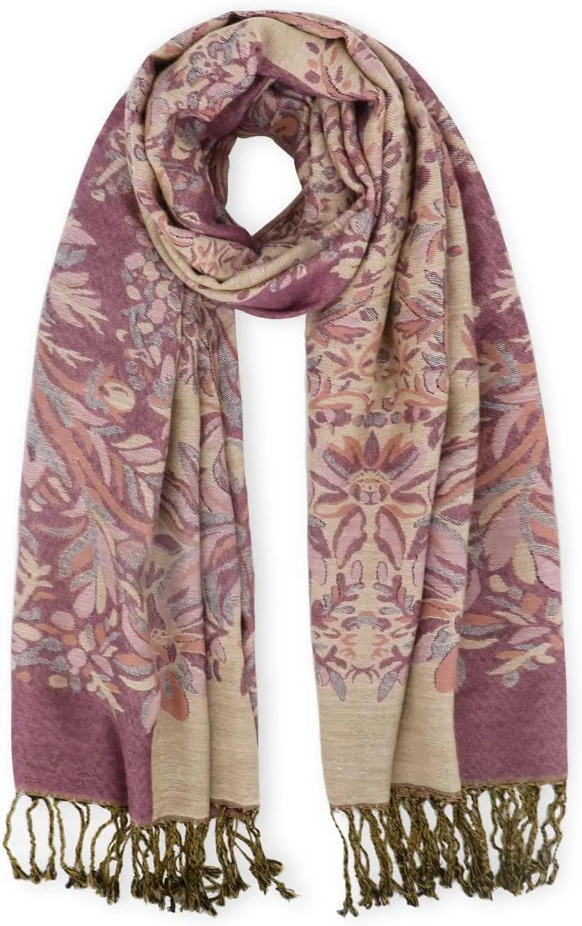 Silky Paisley Pashmina Shawl Scarf-Women's Soft Double-side Jacquard Pashminas Wrap for Evening Dress Travel Shawl