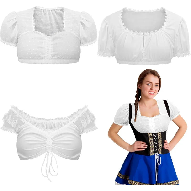 3 Pcs Oktoberfest Dirndl German Blouse Crop Top