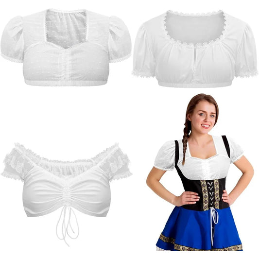 3 Pcs Oktoberfest Dirndl German Blouse Crop Top