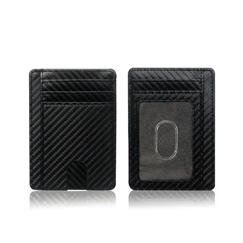RFID Blocking Wallet Men ID Credit Card Holders Pu Leather Carbon Fiber