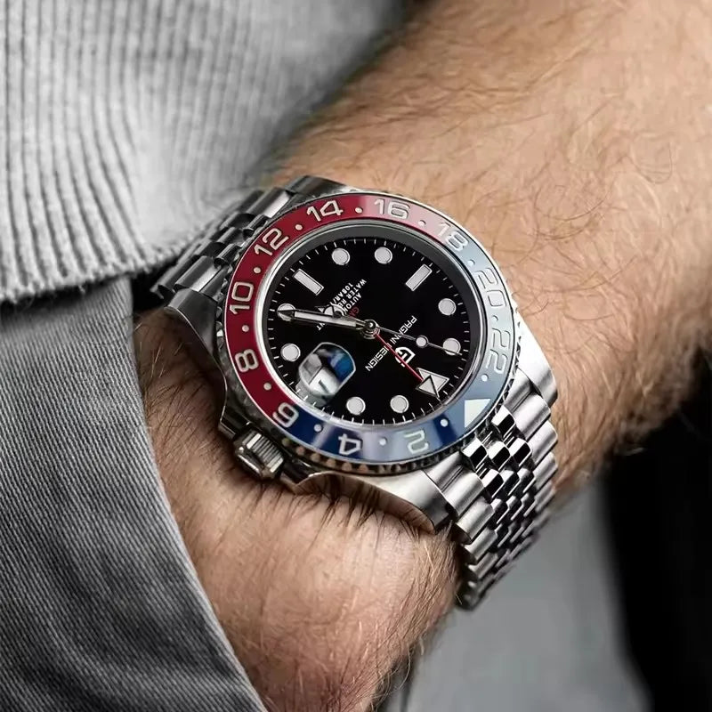 PAGANI DESIGN 2026 GMT Watches Men Luxury Sapphire Automatic Mechanical Watch 40MM Stainless Steel Waterproof Watches for men