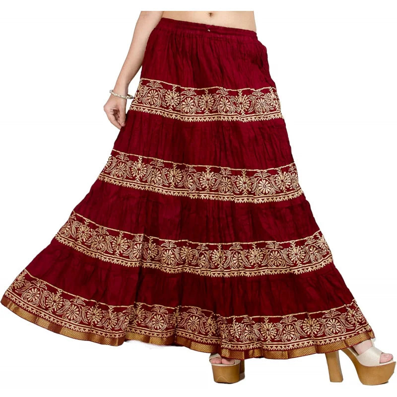 Flowy Long Skirt for Women A Line Casual Beach Party Holiday Maxi Skirts (S113-P)