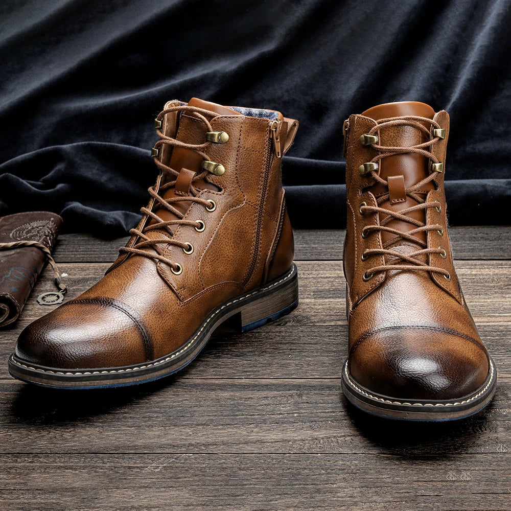 Spring Leather Boots with Zipper Classical Men Boots 2026 Fashion Comfortable Ankle Boots