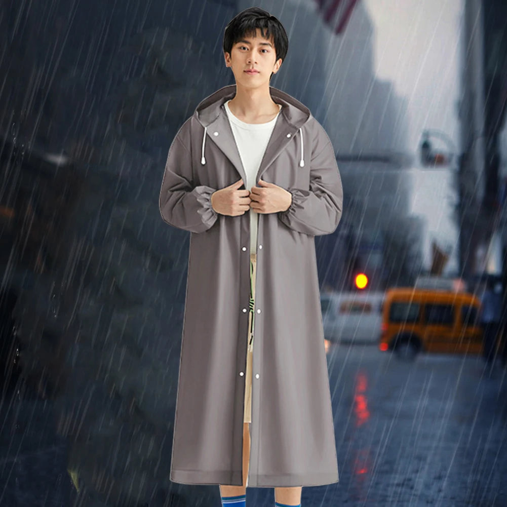 Disposable Adult Long Raincoat Windproof Waterproof Rain Coat Drawstring EVA Rain Coat Portable for Outdoor Travel Emergency