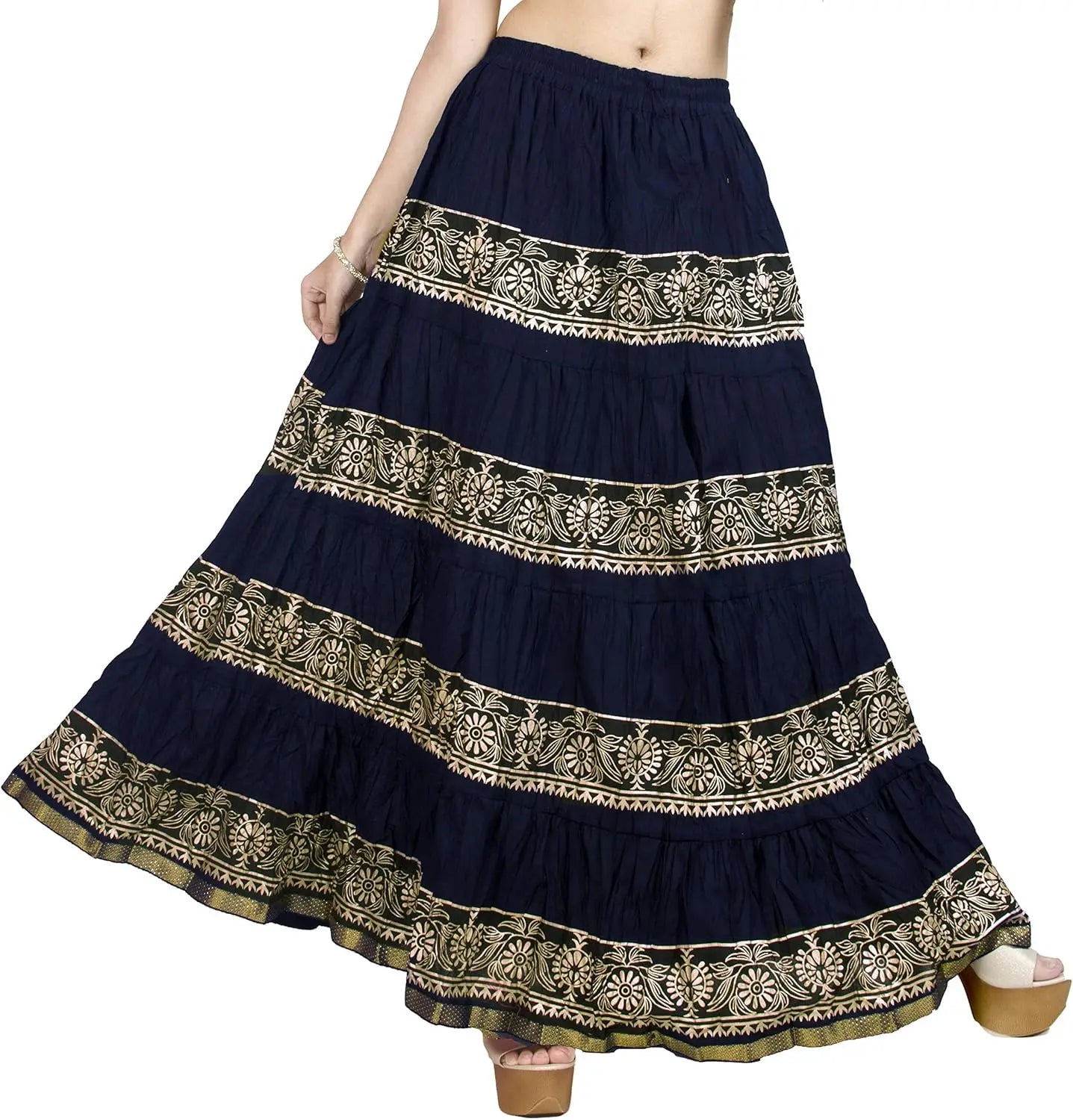 Flowy Long Skirt for Women A Line Casual Beach Party Holiday Maxi Skirts (S113-P)
