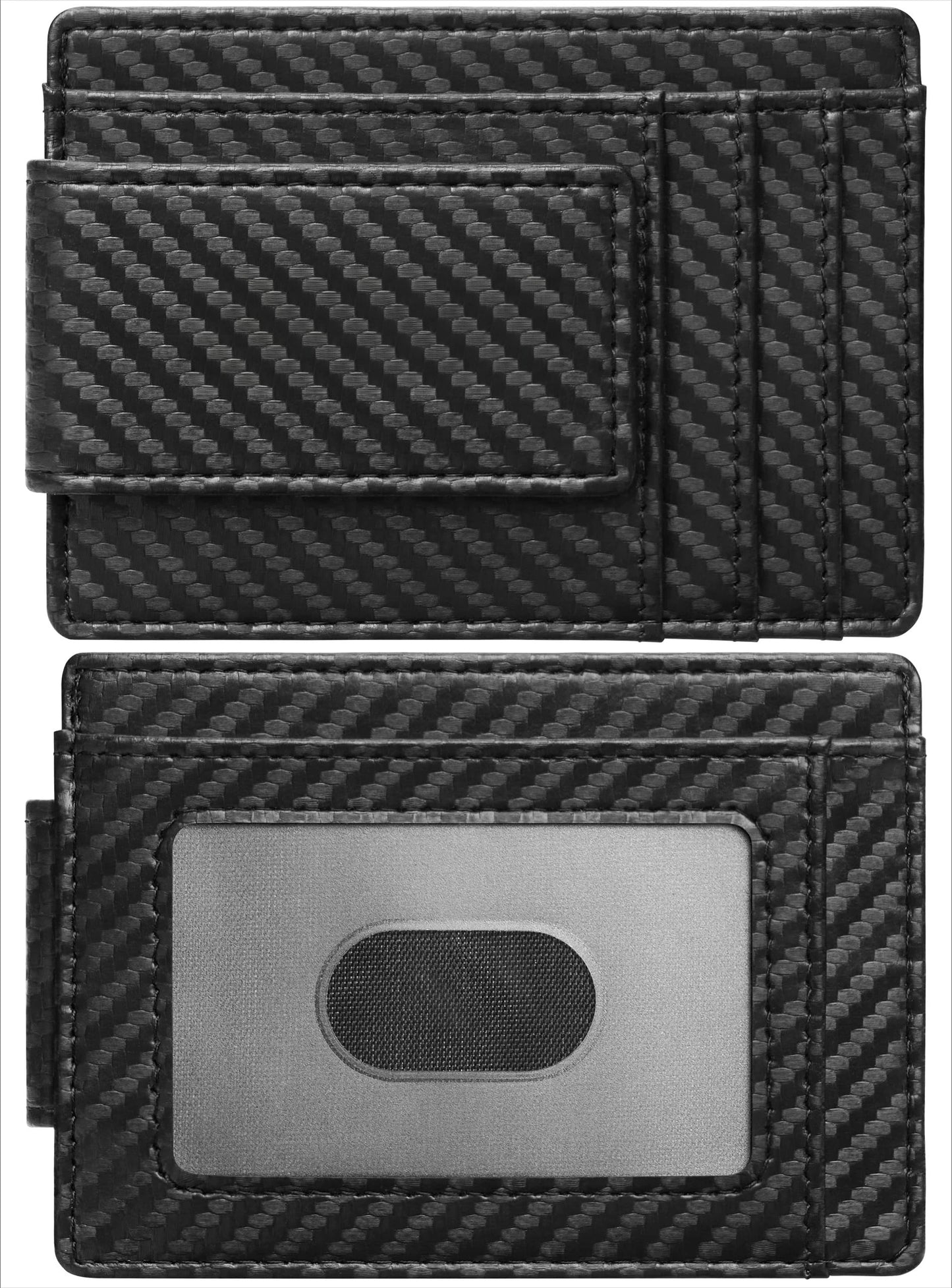 Slim Wallet for Men RFID Blocking Money Clip, Minimalist Front Pocket Credit Card Holder, Magnetic Thin Wallet with ID Window