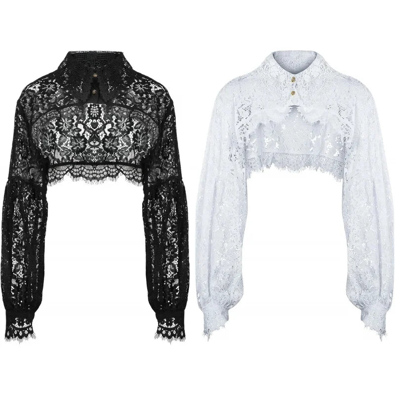 2 Pack Fake Collar Detachable Dickey Blouse Sun Protection Lace Half Shirt