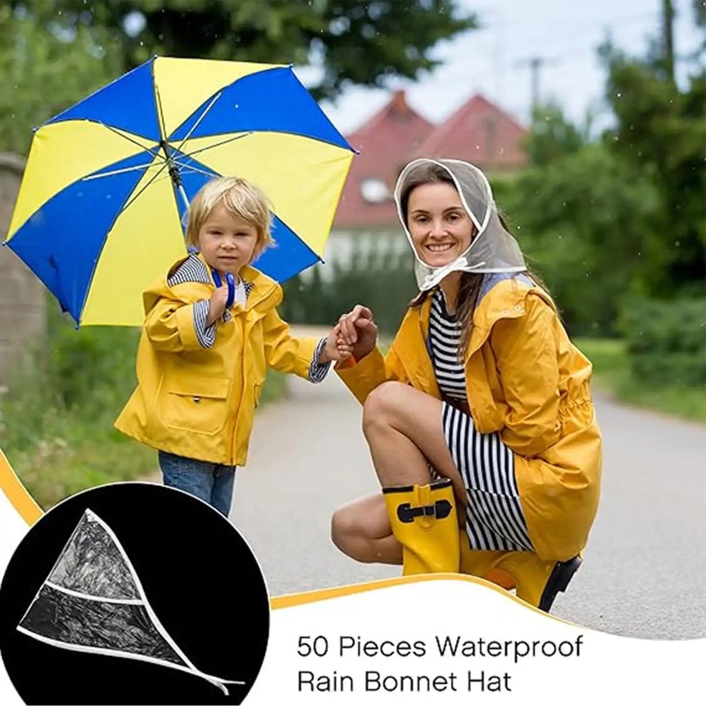 Clear Reusable Waterproof Rain Hat with Wide Brim for Women Lady Outdoor Travel Hiking Gardening Shopping Beach Wind Protection