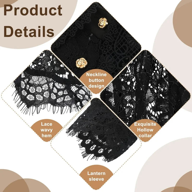 2 Pack Fake Collar Detachable Dickey Blouse Sun Protection Lace Half Shirt