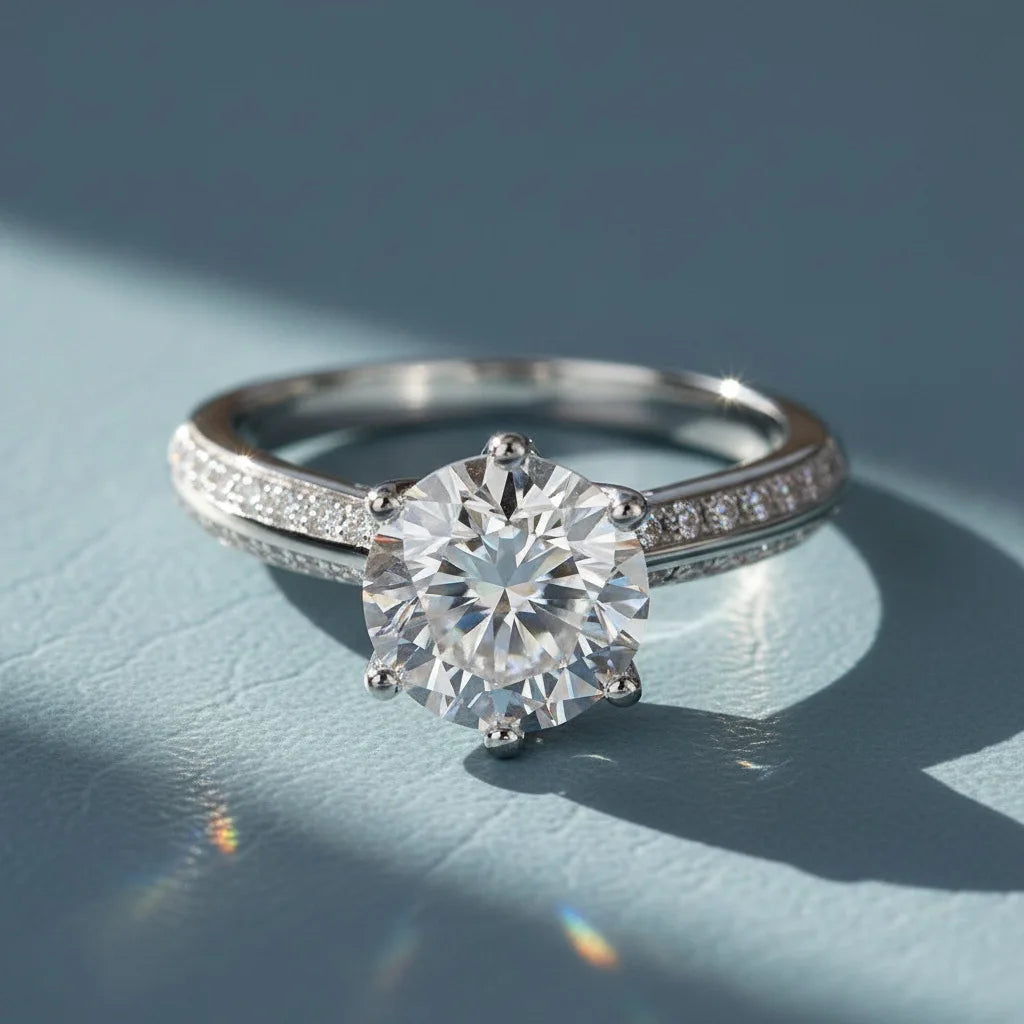 LYEE CYEE 1ct 2ct 3ct Moissanite Ring 925 Sterling Silver 18K Gold Plated Elegant Gift Jewelry for Women Comes with GRA Certificate