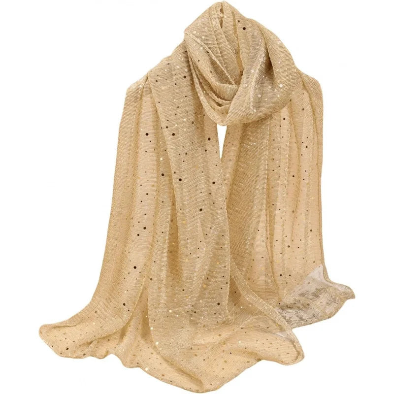 Women's Sequin Bandana Square Scarf Silk Scarves Mesh Shawl and Wrap for Evening Dresses