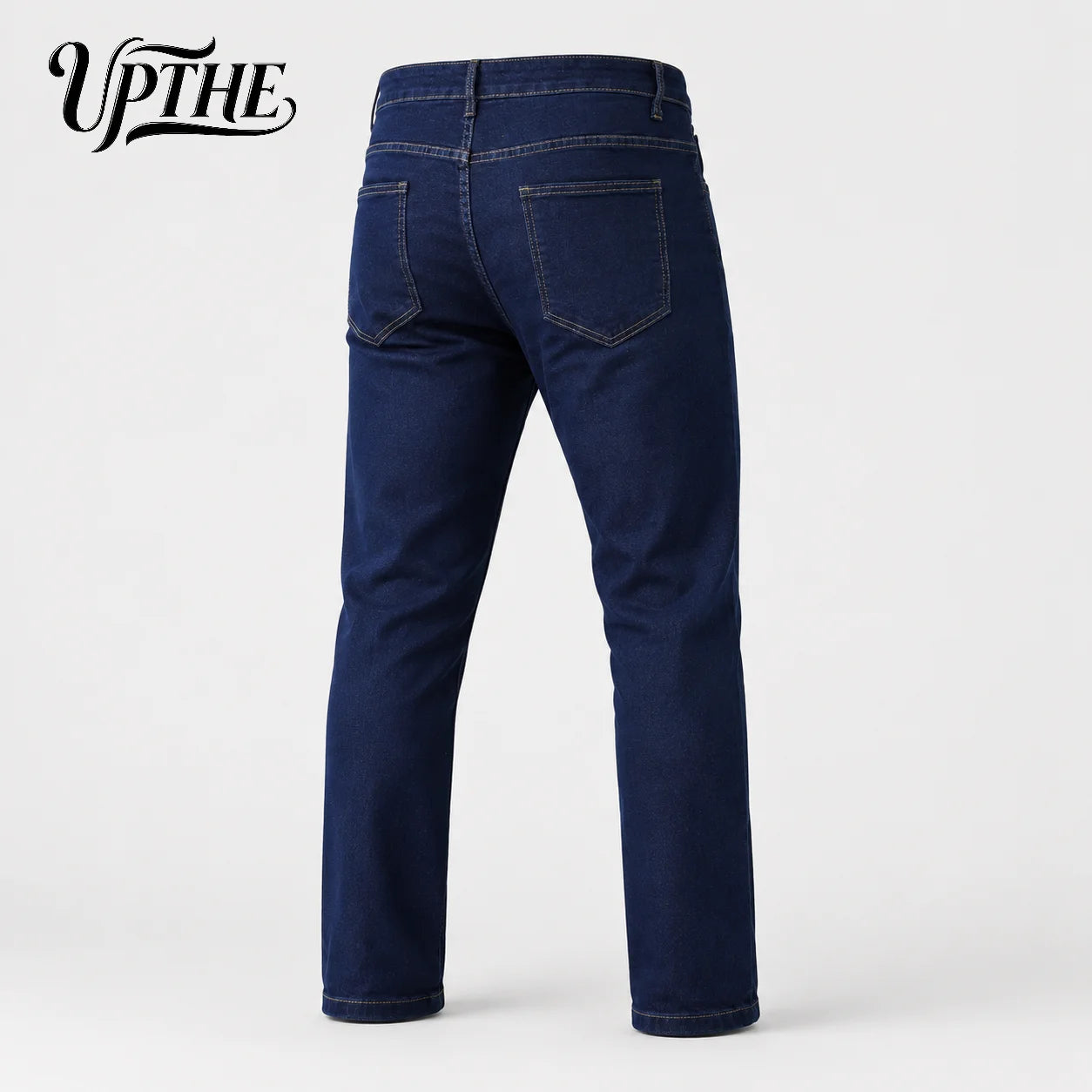 UP.THE Men Dark Blue Slim Fit Straight Leg Jeans, Classic Stretch Denim Pants, Casual Streetwear Trousers for Daily Work & Daily Outfits