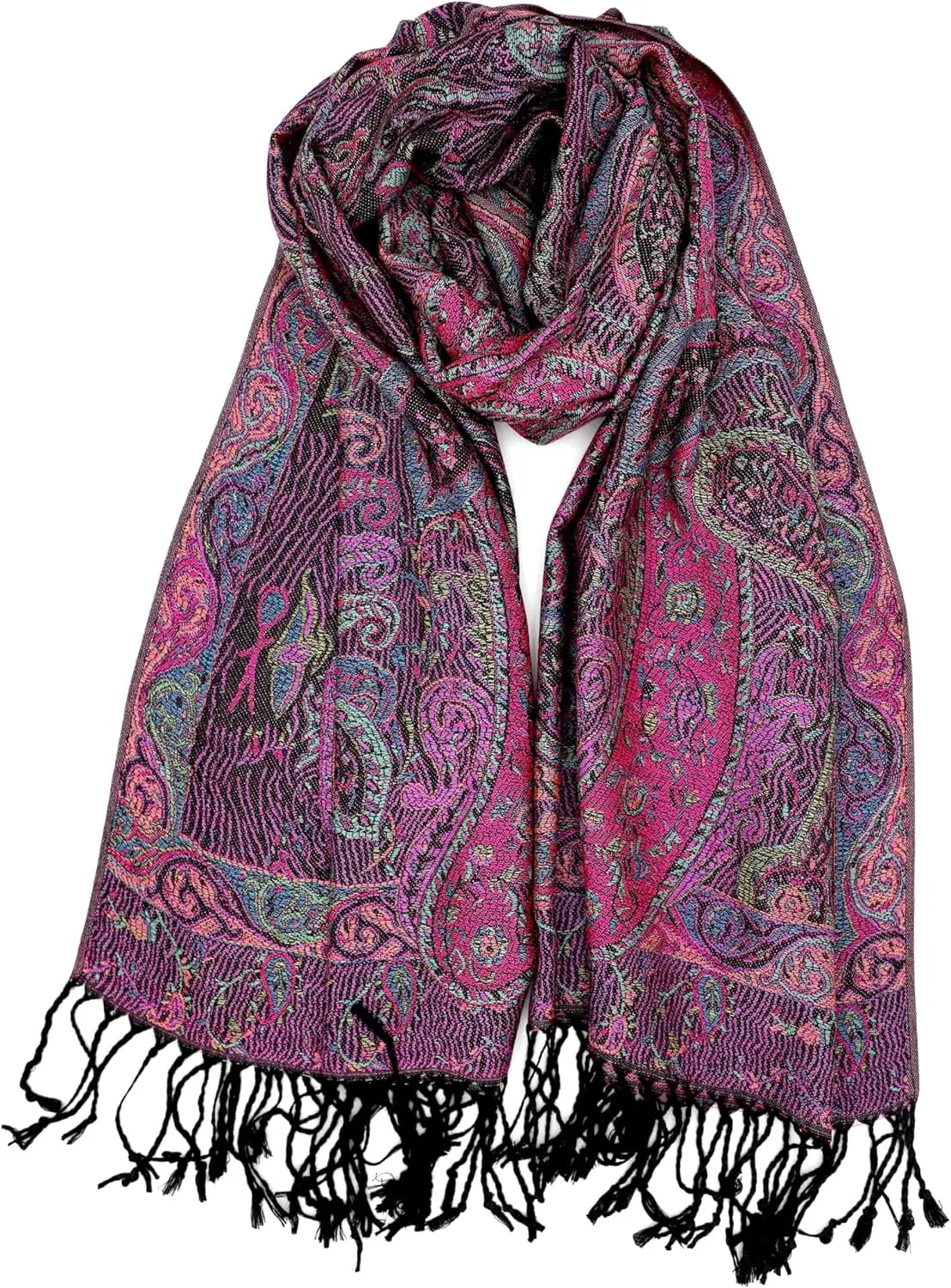 Reversible Paisley Pashmina Rave Scarf – Exotic Indian Shawls and Wraps for Evening Dresses, Festivals, All Seasons