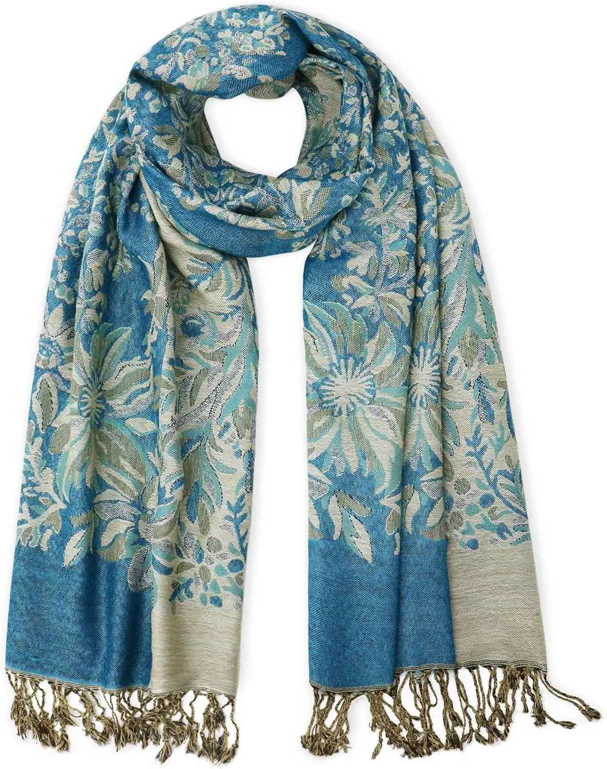Silky Paisley Pashmina Shawl Scarf-Women's Soft Double-side Jacquard Pashminas Wrap for Evening Dress Travel Shawl