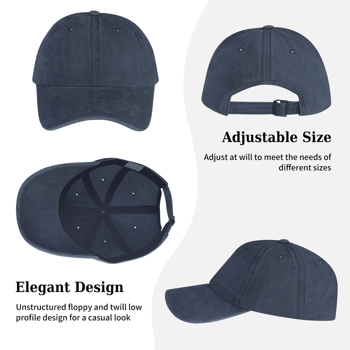 3PCS/Pack Washed Plain Baseball Cap,Retro Adjustable Pure Cotton Hats Gift for Men/Women,Fashion Peaked Cap For Sunshade