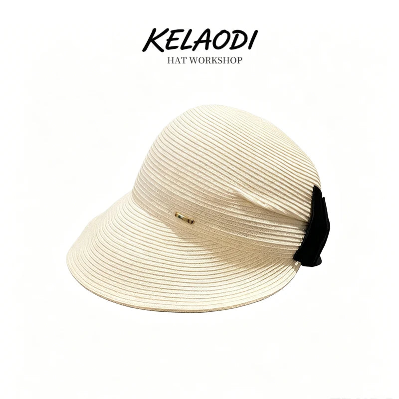 Paper grass hat woven straw women's sun hat summer equestrian hat duckbill hat fashionable and avant-garde outdoor leisure hat