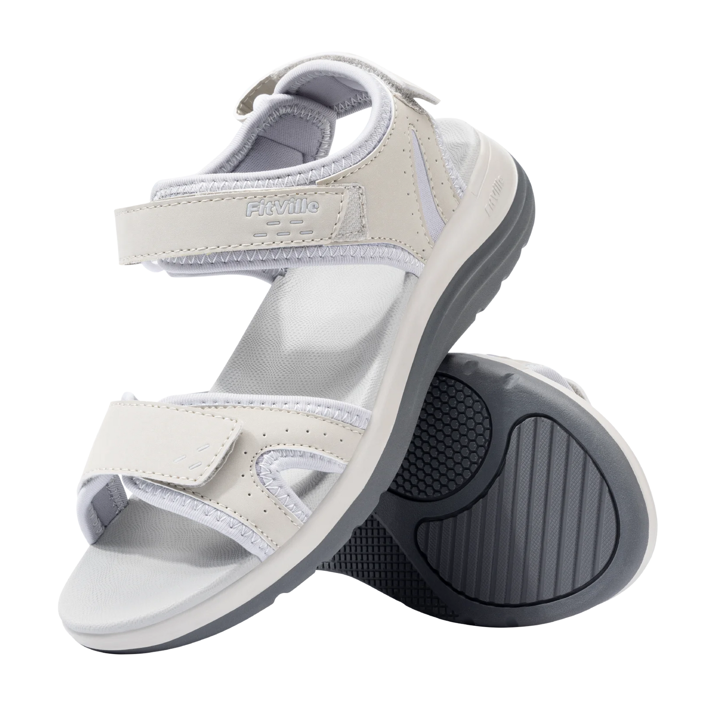 FitVille Women's Sandals Adjustable Ankle Strap for Swollen and Flat Feet Wide Arch Support Open Toe Orthopedic Sandals