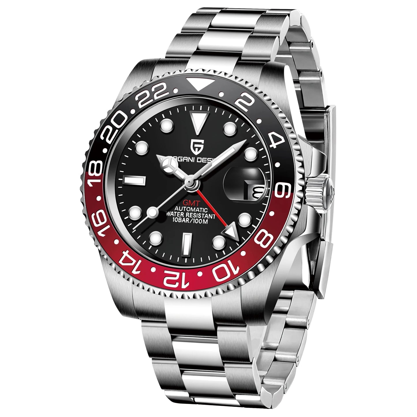 PAGANI DESIGN PD-1662 Luxury GMT Men Mechanical Wristwatch Sapphire Glass Stainless Steel 100M Waterproof Automatic Watches