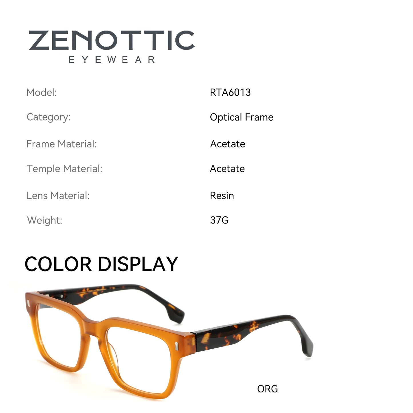 ZENOTTIC Men Square Handmade Optical Frames Stylish High Quality Daily Eyewear