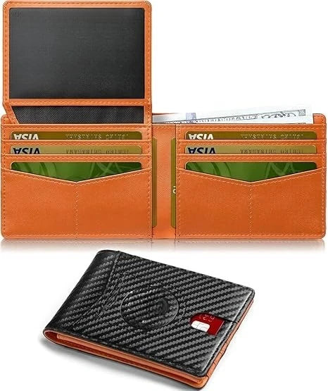 Minimalist Small Compact Front Pocket Credit Card Holder, Thin, Men's Leather Wallet, Smart Security With 2 ID Windows, 1 Cash