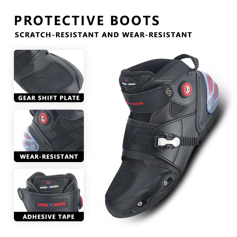 Men’s Motorcycle Shoes, Breathable, Casual Leather Boots for Spring and Summer, Ankle Shoes for Men