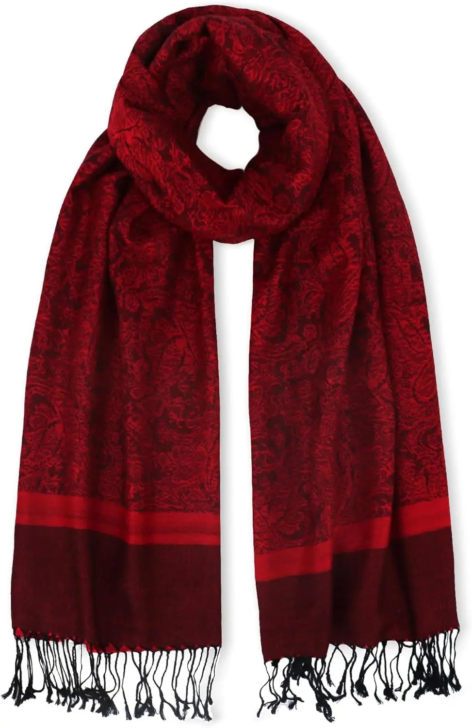 Silky Paisley Pashmina Shawl Scarf-Women's Soft Double-side Jacquard Pashminas Wrap for Evening Dress Travel Shawl