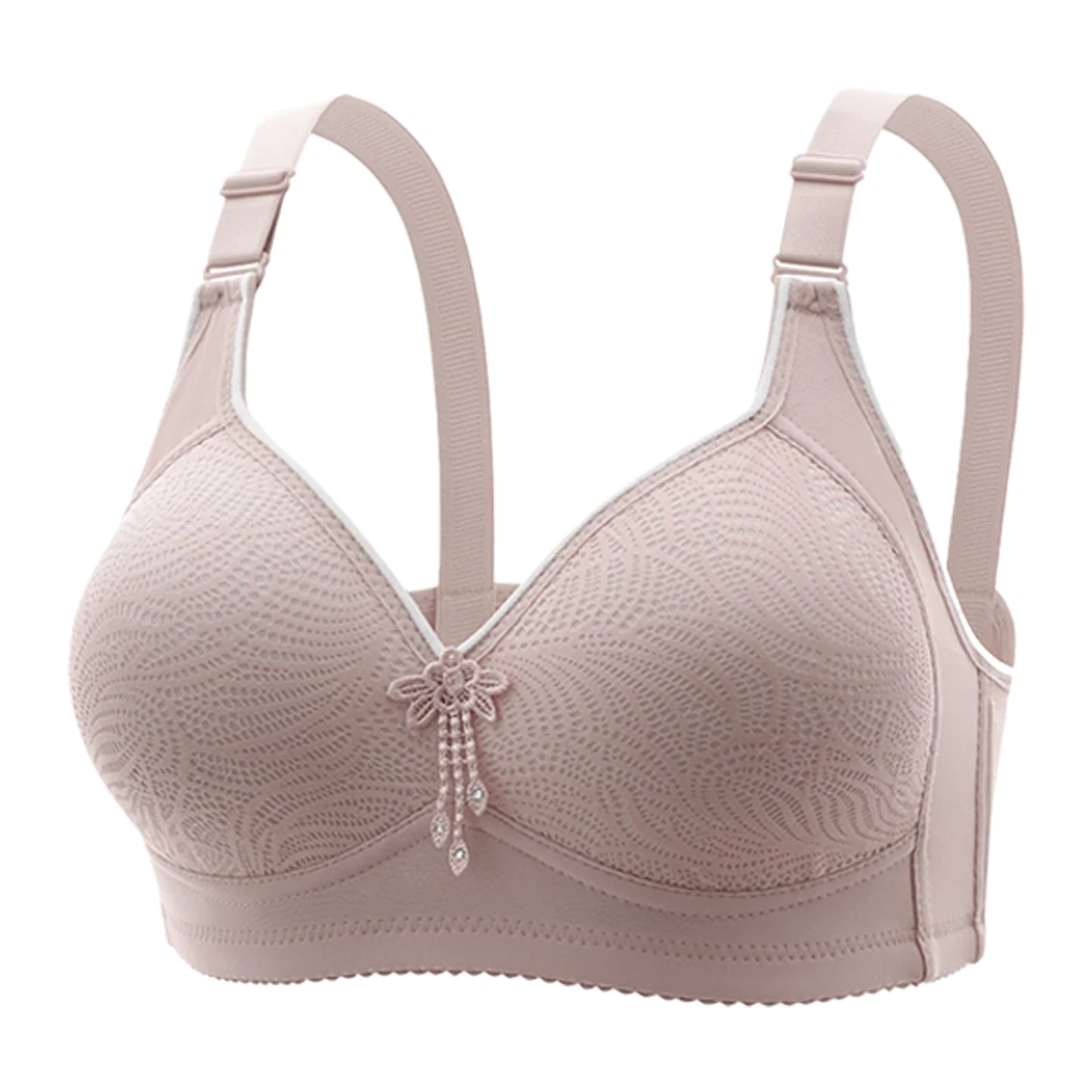 6pcs Seamless Tassel Decor Wireless Women Bra Push-Up - Adjustable Strap, Soft Colors Black/Pink/Beige/Light Blue/Mint Green