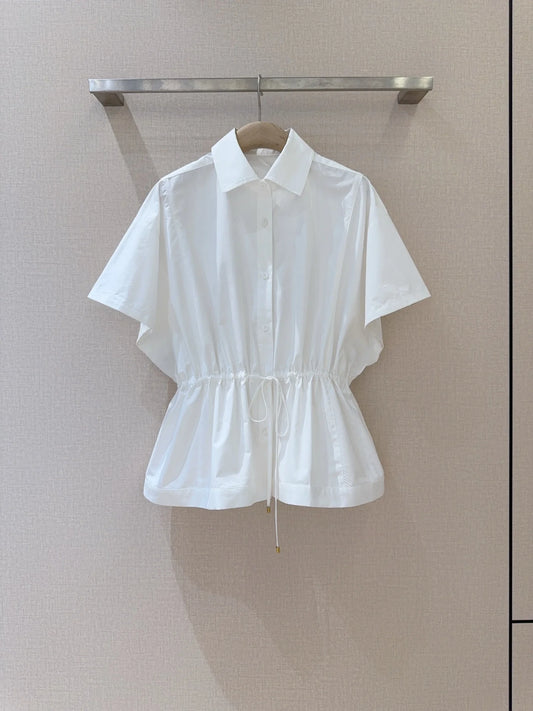 Women's Short Sleeve Button-Up Lapel  Collar Solid Color Top Spring Summer Casual Fashion Elegant Pure Color Shirt 2661765