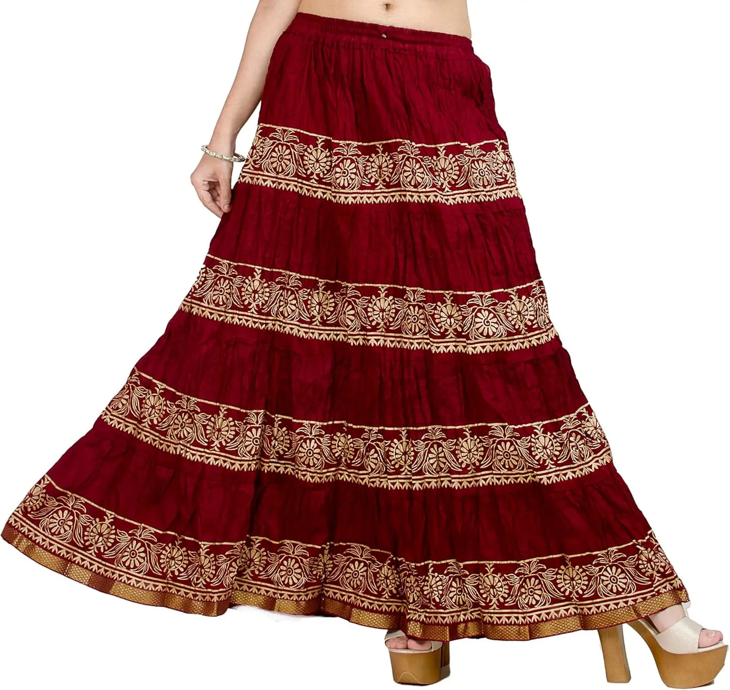 Flowy Long Skirt for Women A Line Casual Beach Party Holiday Maxi Skirts (S113-P)