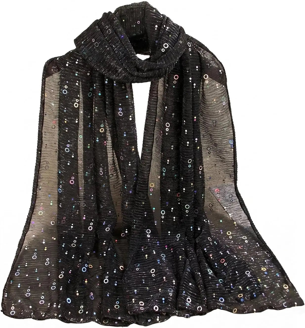 Women's Sequin Bandana Square Scarf Silk Scarves Mesh Shawl and Wrap for Evening Dresses