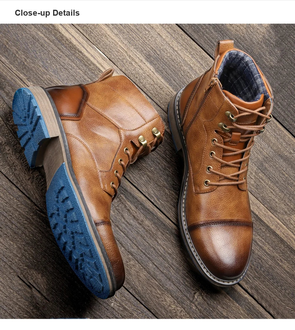 Spring Leather Boots with Zipper Classical Men Boots 2026 Fashion Comfortable Ankle Boots