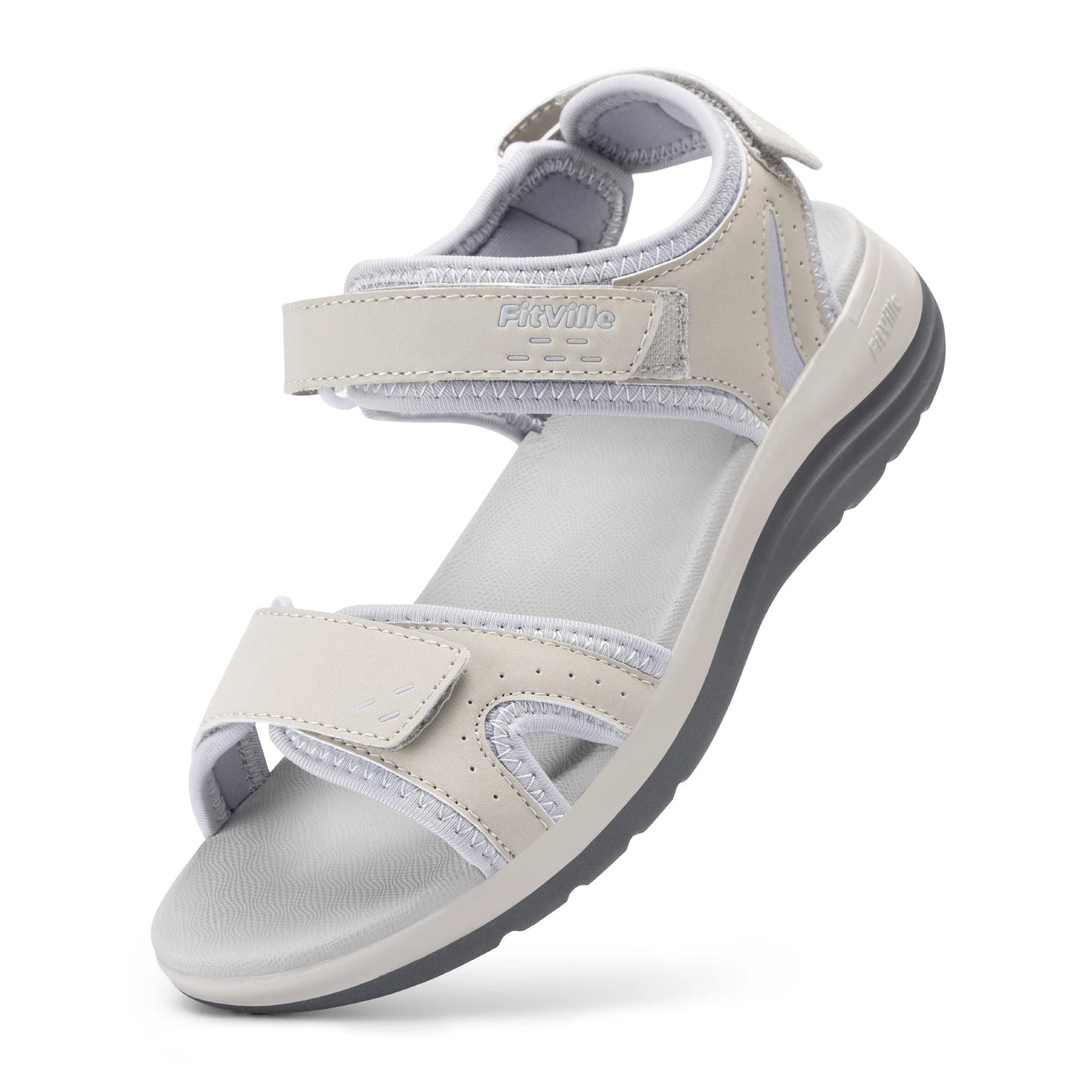 FitVille Women's Sandals Adjustable Ankle Strap for Swollen and Flat Feet Wide Arch Support Open Toe Orthopedic Sandals