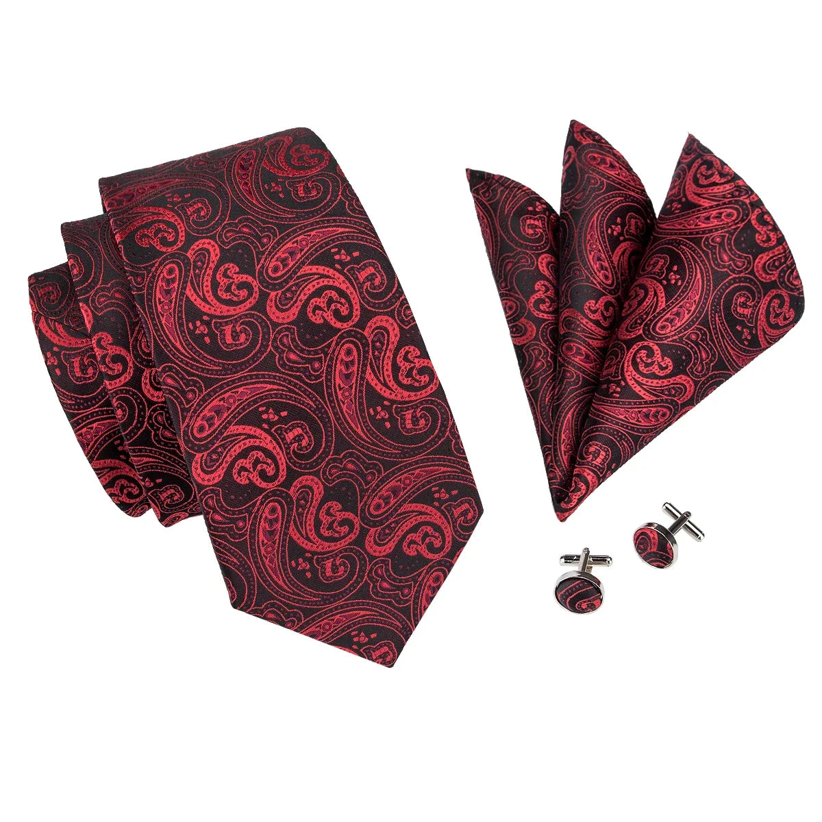 Hi-Tie Paisley Wine Red 100% Silk Men's Tie NeckTies 8.5cm Ties for Men Formal Business Luxury Wedding