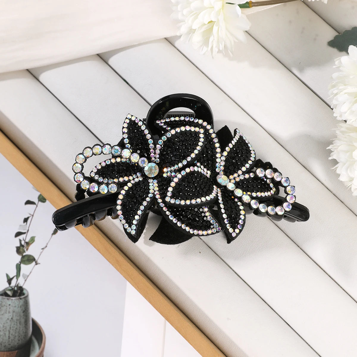 AWAYTR New Flower Hair Claws Clips Hairpins For Girls Women Fashion Rhinestone Hairgrip Barrettes