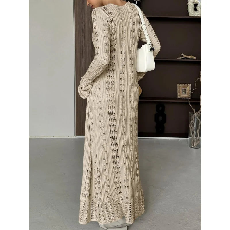 Womens Crochet Long Cardigans Duster Button Up Bell Long Sleeve Ruffle 2026 Summer Boho Beach Cover Ups