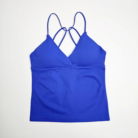 NCLAGEN Vision Twist Front Longline Top Women's Seamless Thin Straps Yoga Gym Workout Vest Running Tank Tops Fitness Clothing